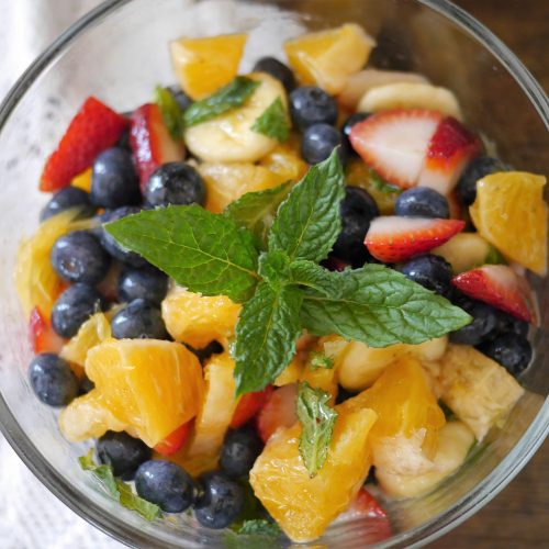 Fresh peppermint fruit salad