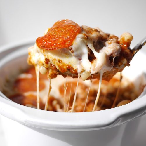 Crockpot Pizza Casserole (quick and easy).
